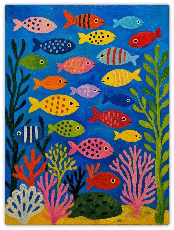 Leinwandbild im Folk Art Stil „Ozean Harmonie"