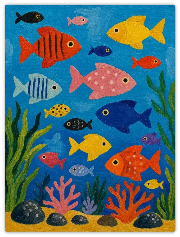 Leinwandbild im Folk Art Stil „Unterwasserwelt"