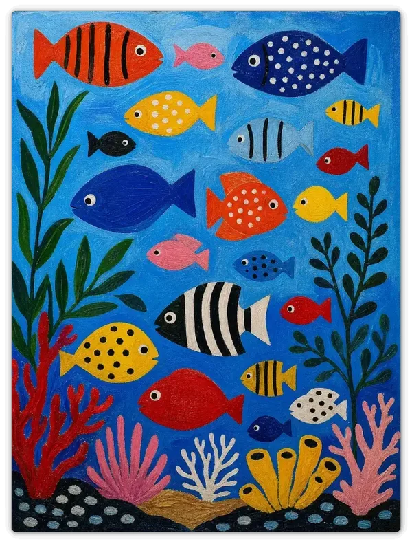 Leinwandbild im Folk Art Stil „Meeresfreunde"