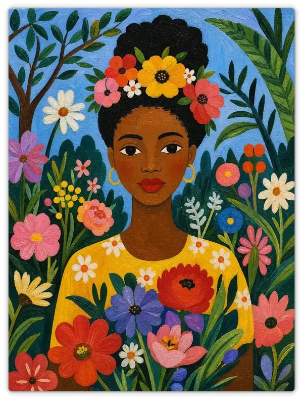 Leinwandbild im Folk Art Stil „Ein Garten im Herzen"