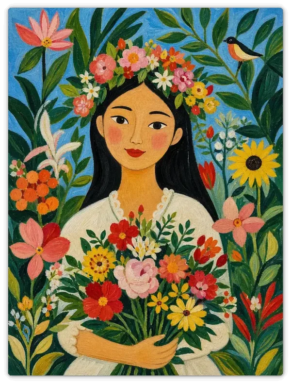 Leinwandbild im Folk Art Stil „Duft des Sommers"