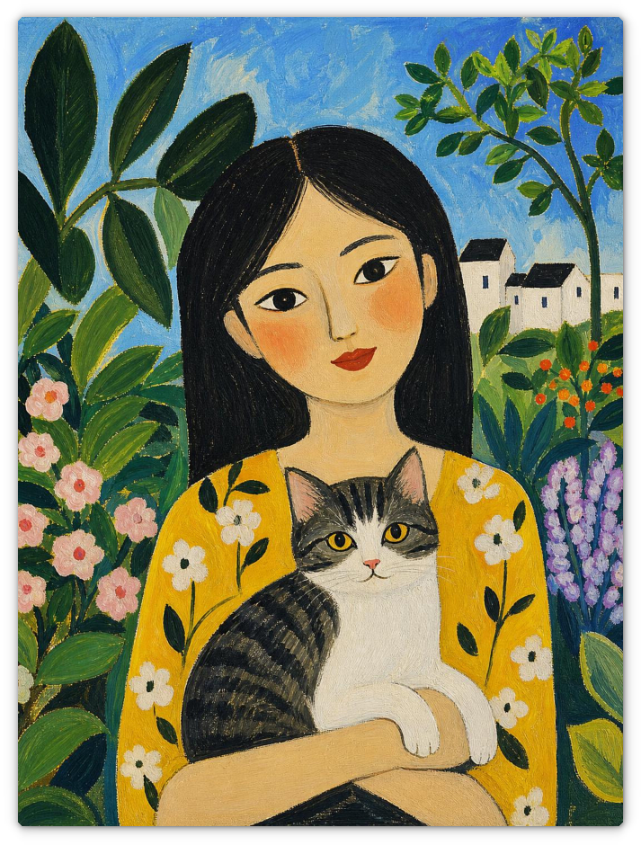 Leinwandbild im Folk Art Stil „Im geheimen Garten"