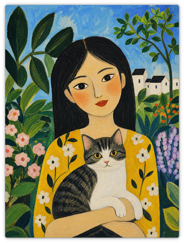 Leinwandbild im Folk Art Stil „Im geheimen Garten"