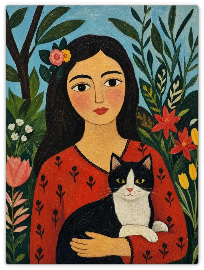 Leinwandbild im Folk Art Stil „Geborgenheit"