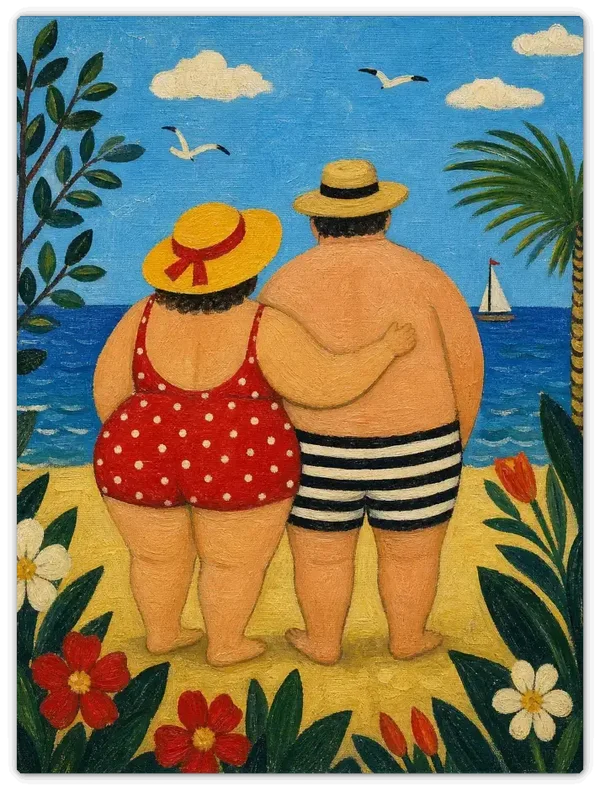 Leinwandbild im Folk Art Stil „Momente der Ruhe"