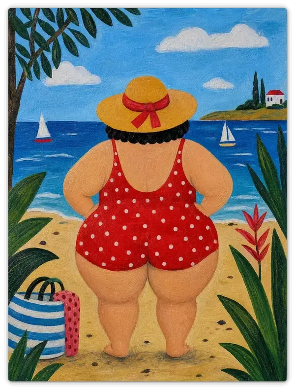 Leinwandbild im Folk Art Stil „Blick aufs Meer"