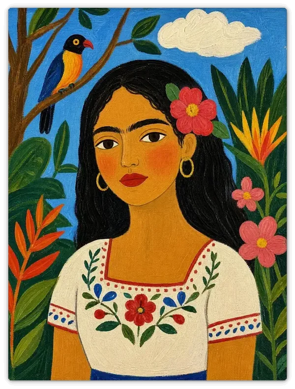 Leinwandbild im Folk Art Stil „Tropische Brise"