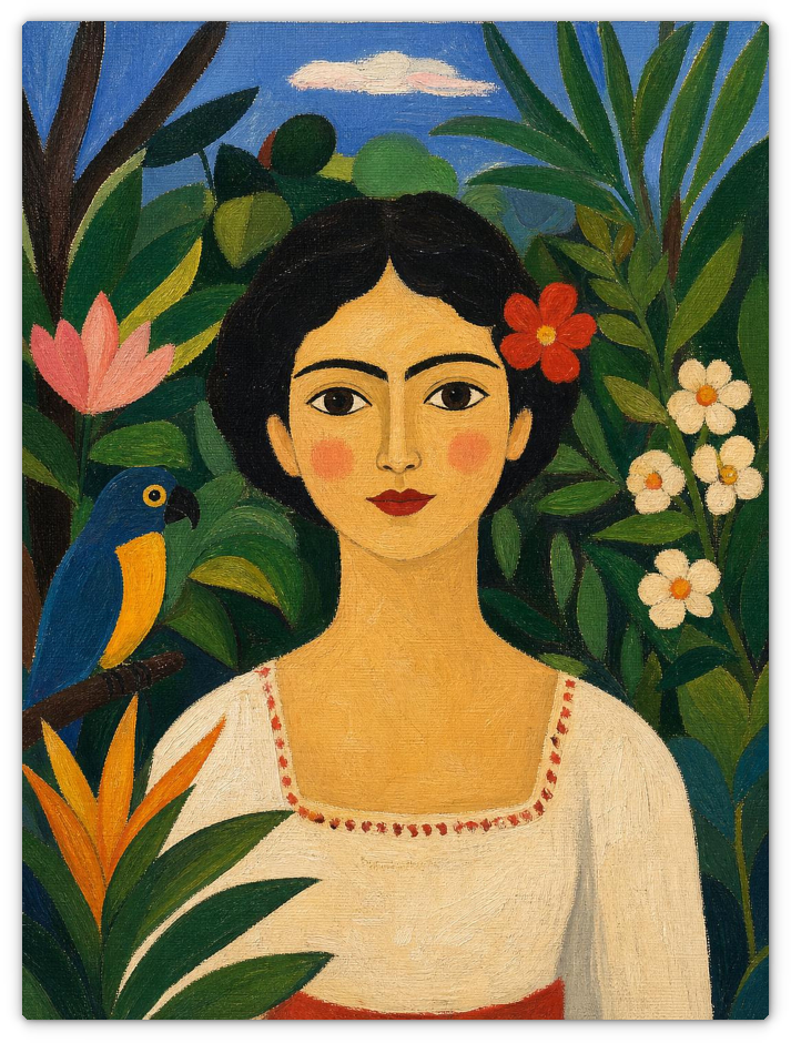 Leinwandbild im Folk Art Stil „Augenblicke der Ruhe"