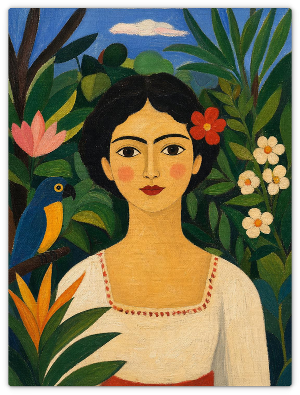 Leinwandbild im Folk Art Stil „Augenblicke der Ruhe"