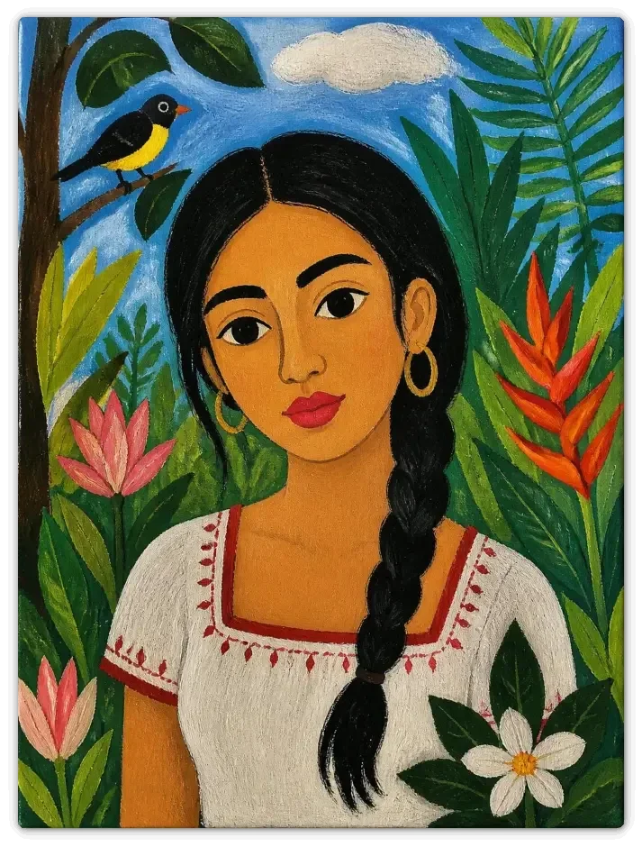 Leinwandbild im Folk Art Stil „Leise Gedanken"