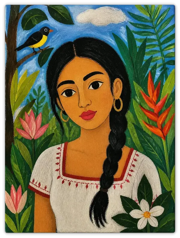 Leinwandbild im Folk Art Stil „Leise Gedanken"