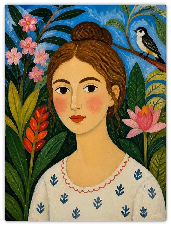 Leinwandbild im Folk Art Stil „Tropischer Garten"