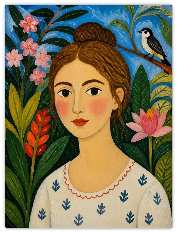 Leinwandbild im Folk Art Stil „Tropischer Garten"