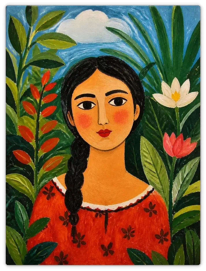 Leinwandbild im Folk Art Stil „Die Seerose"