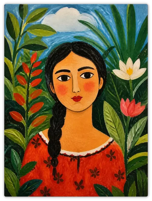 Leinwandbild im Folk Art Stil „Die Seerose"