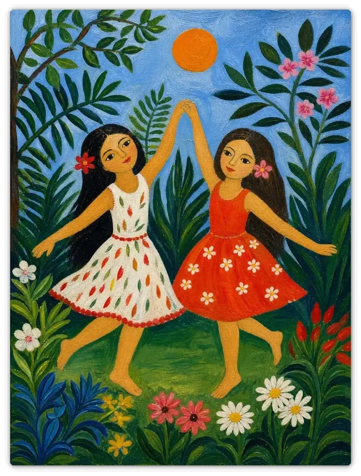 Leinwandbild im Folk Art Stil „Ein Lied für den Tag"
