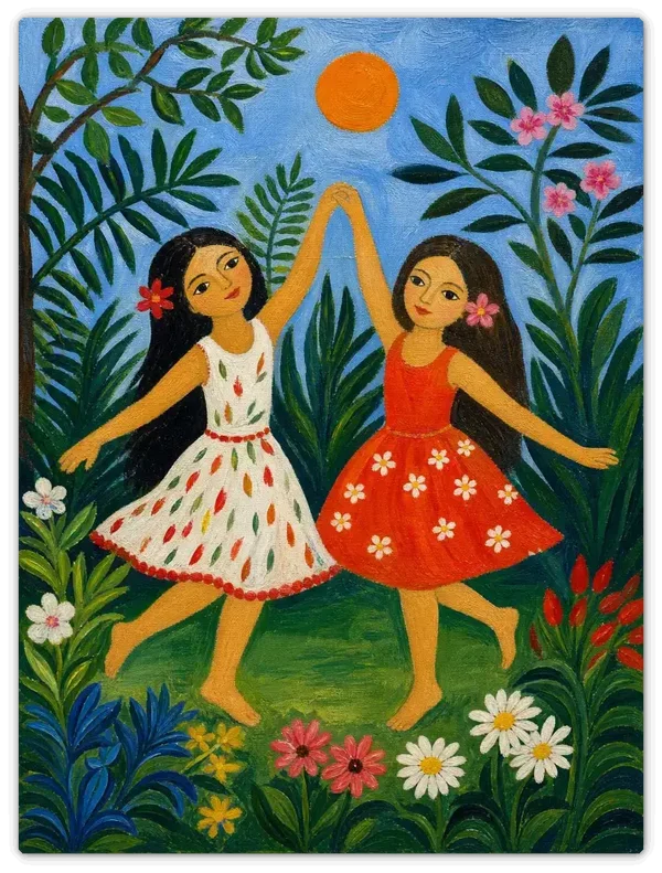 Leinwandbild im Folk Art Stil „Ein Lied für den Tag"