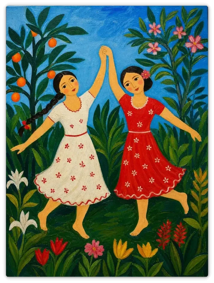 Leinwandbild im Folk Art Stil „Lebensfreude"