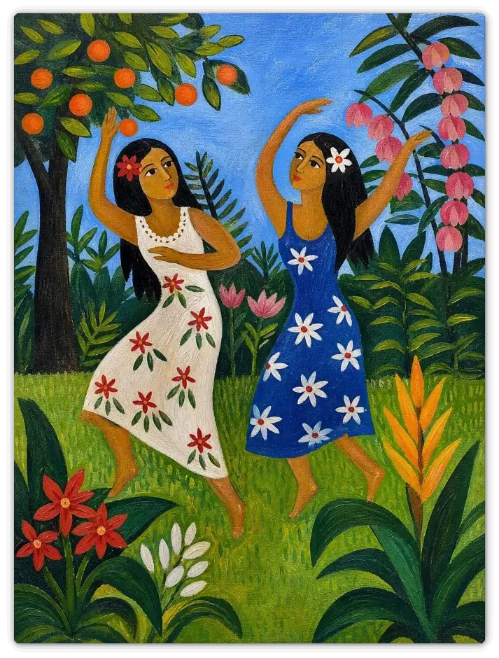 Leinwandbild im Folk Art Stil „Sommerfest"