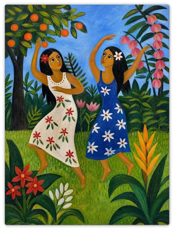 Leinwandbild im Folk Art Stil „Sommerfest"
