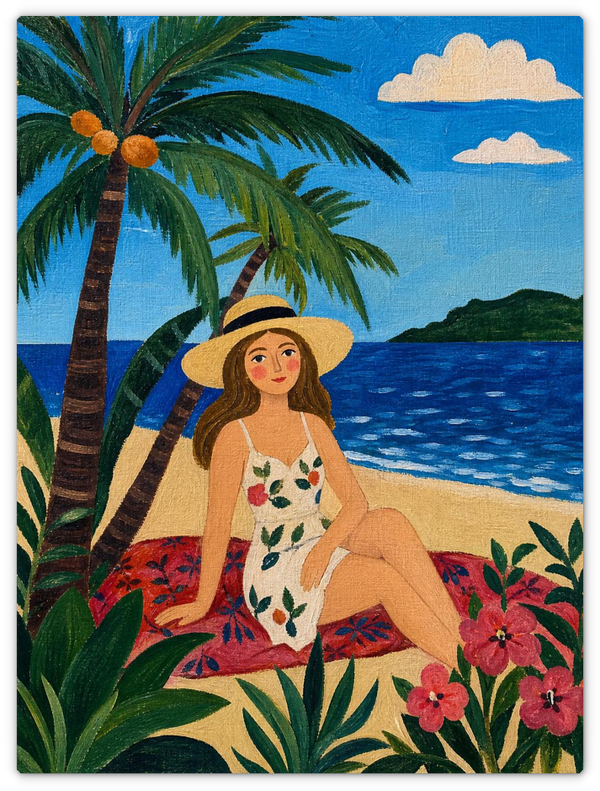 Leinwandbild im Folk Art Stil „Am Strand"