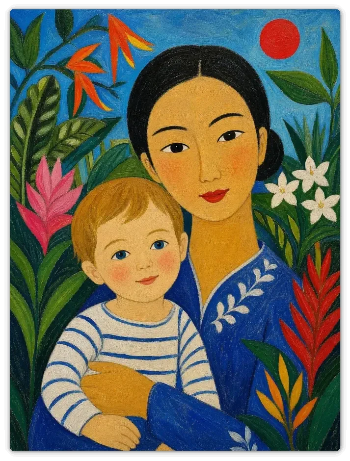 Leinwandbild im Folk Art Stil „Im Garten"