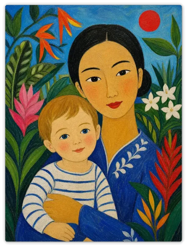 Leinwandbild im Folk Art Stil „Im Garten"