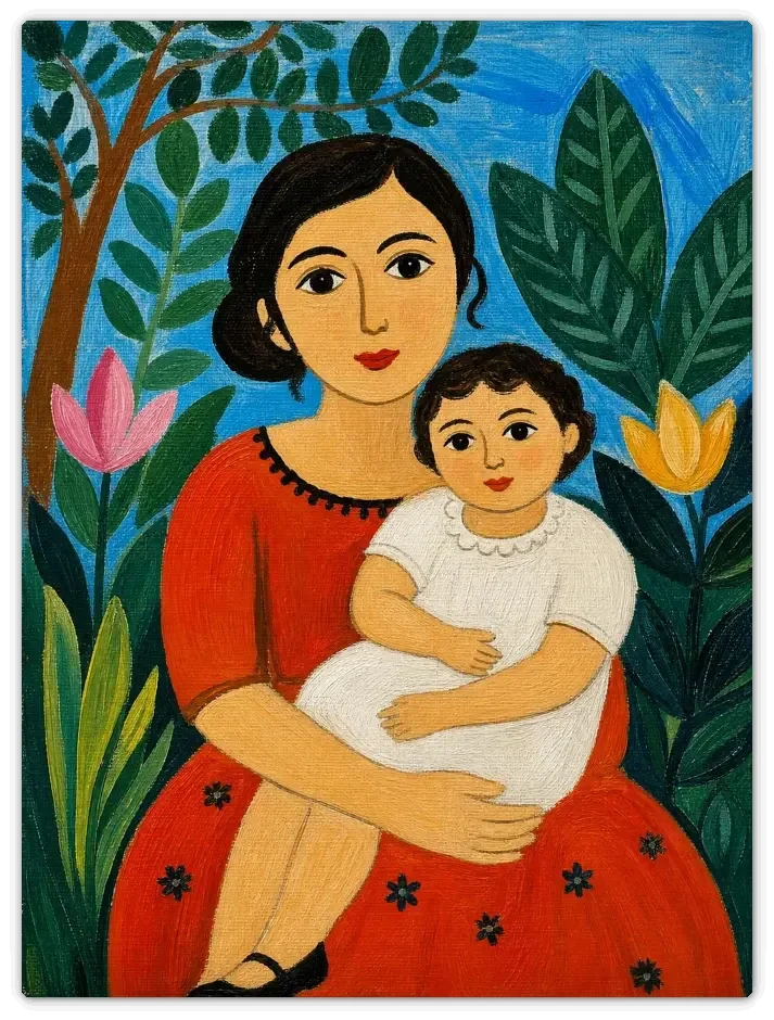 Leinwandbild im Folk Art Stil „Geborgenheit"