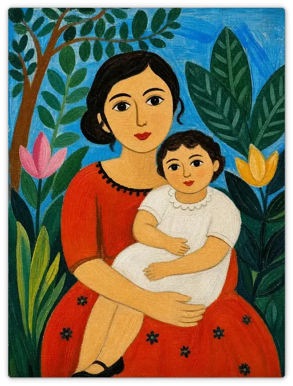 Leinwandbild im Folk Art Stil „Geborgenheit"