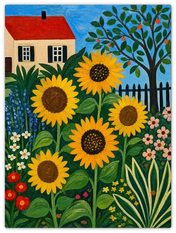 Leinwandbild im Folk Art Stil „Sommer im Garten"