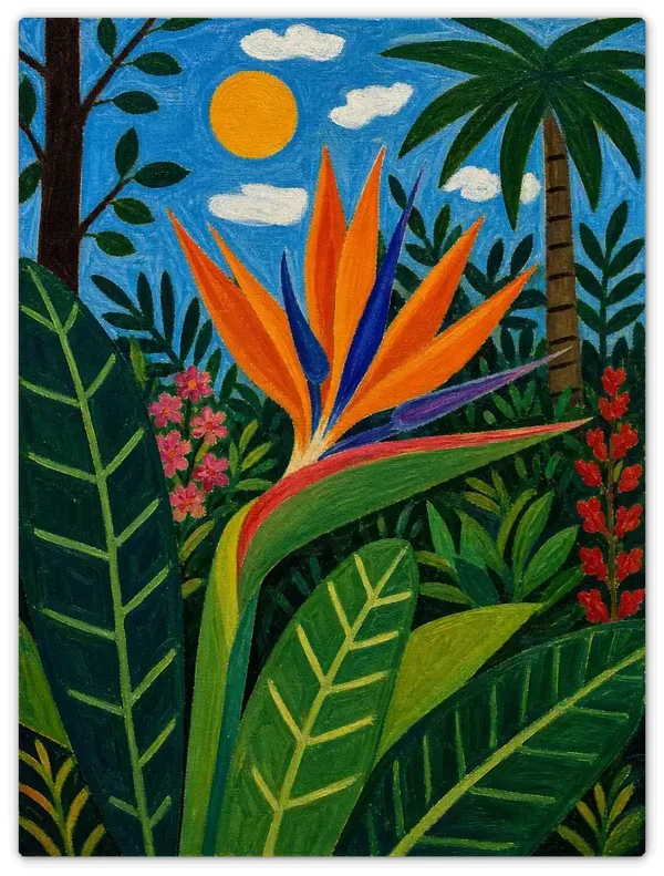 Leinwandbild im Folk Art Stil „Exotischer Gruß"
