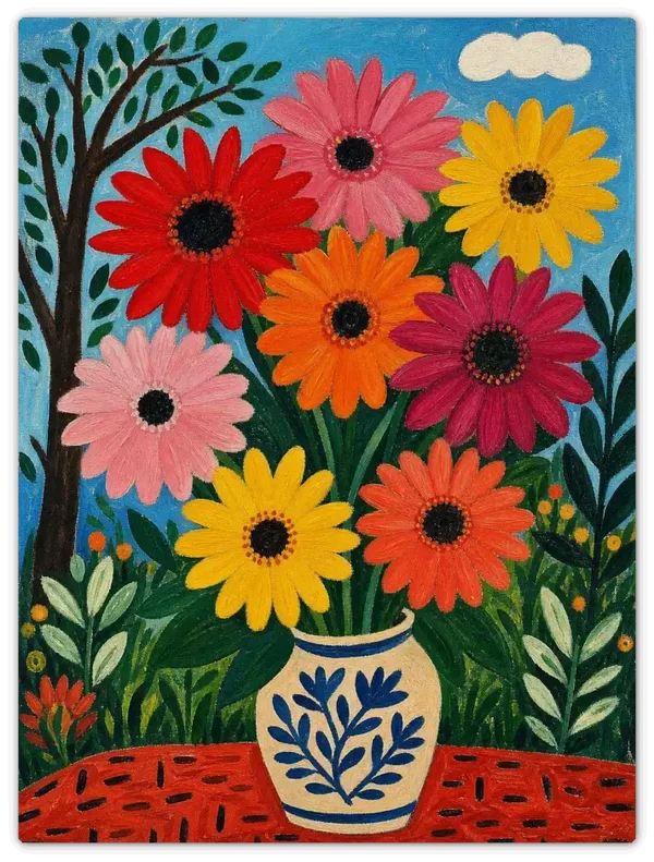 Leinwandbild im Folk Art Stil „Sommertag“