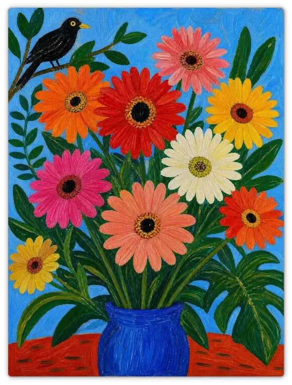 Leinwandbild im Folk Art Stil „Blütenzauber“