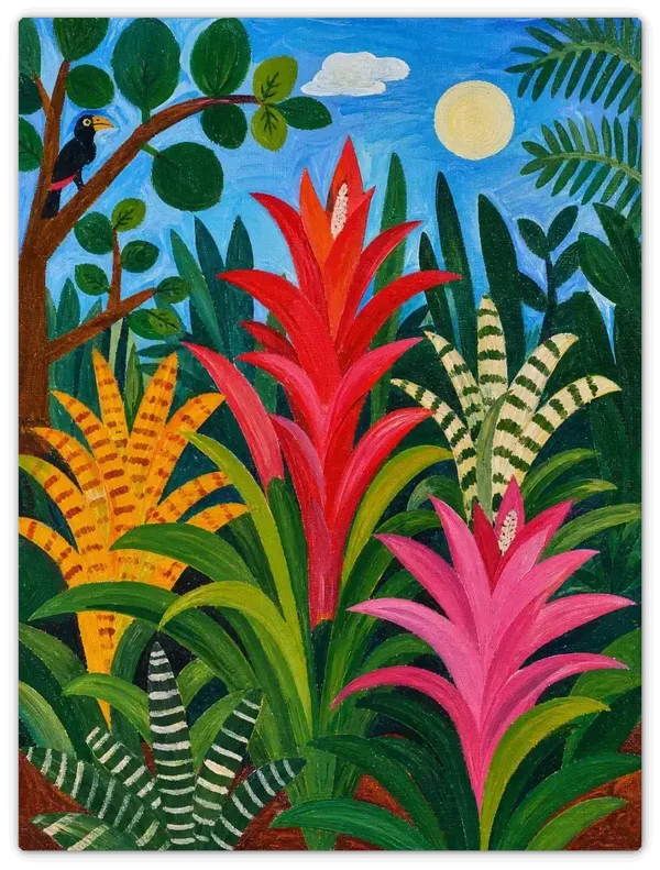 Leinwandbild im Folk Art Stil „Paradiesvogel“