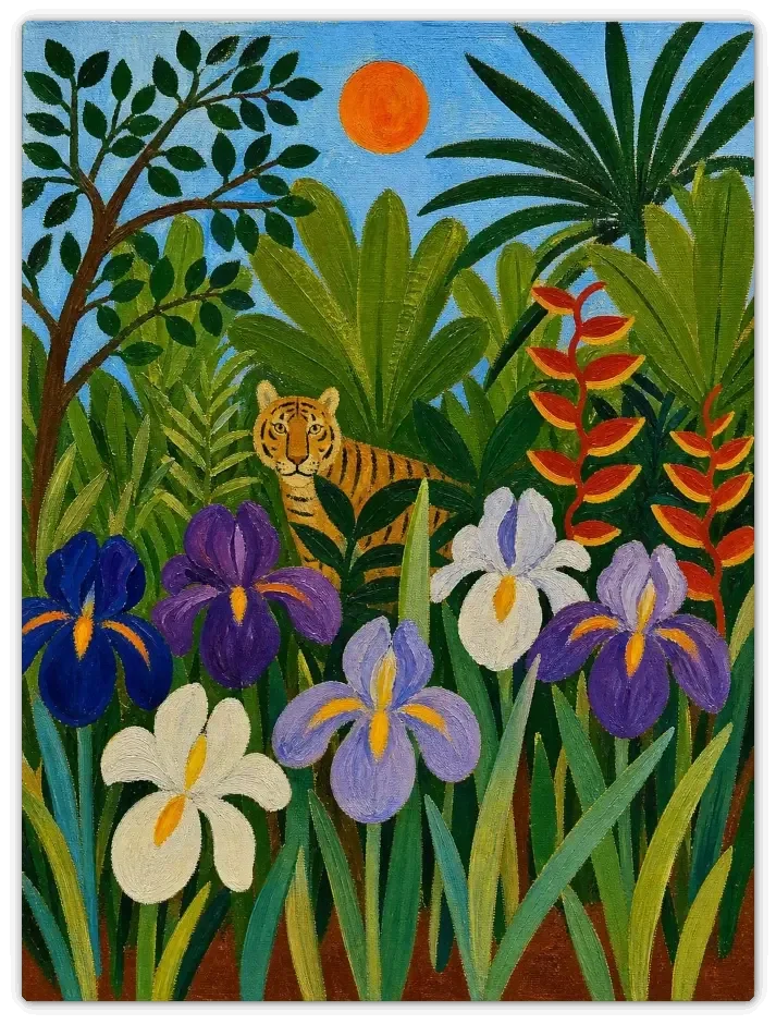 Leinwandbild im Folk Art Stil „Im Dickicht“