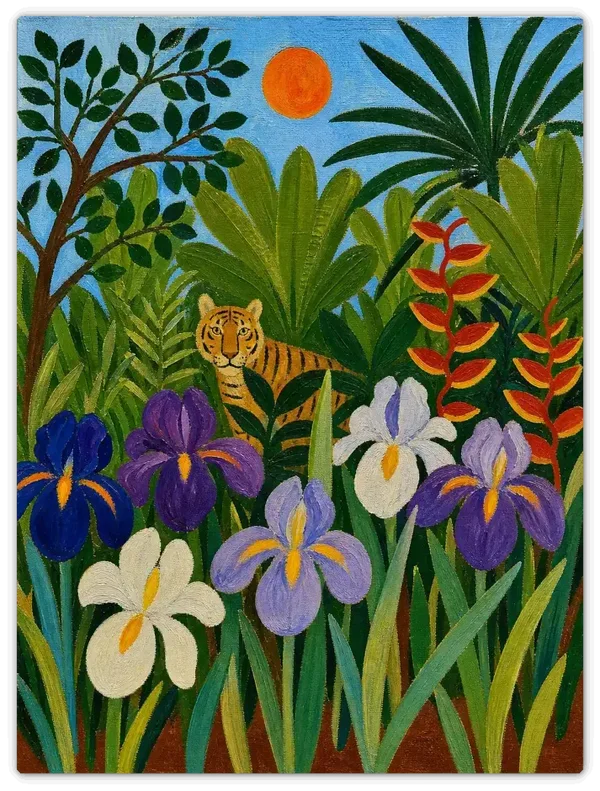 Leinwandbild im Folk Art Stil „Im Dickicht“