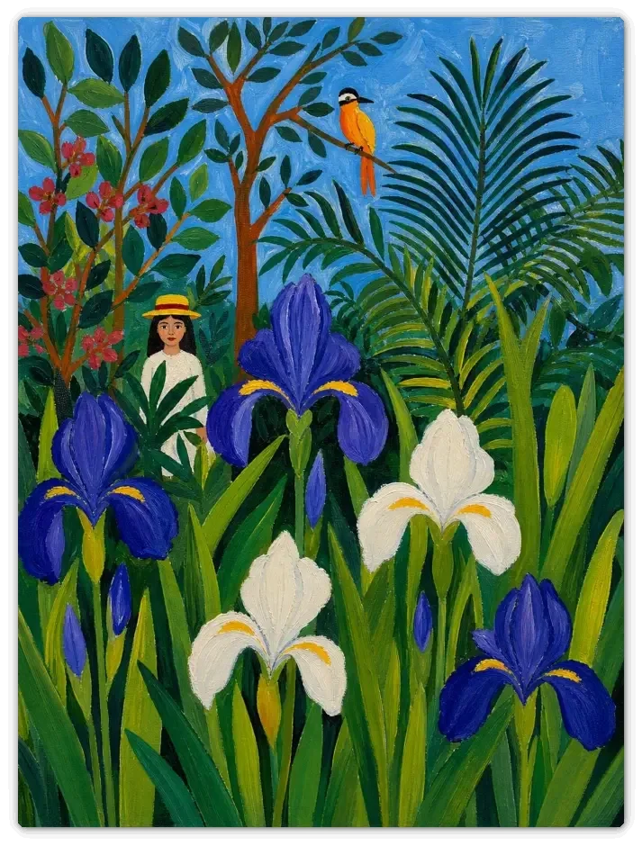 Leinwandbild im Folk Art Stil „Der gelbe Vogel“