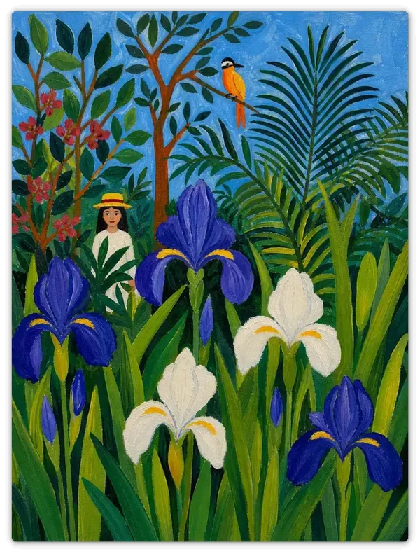 Leinwandbild im Folk Art Stil „Der gelbe Vogel“