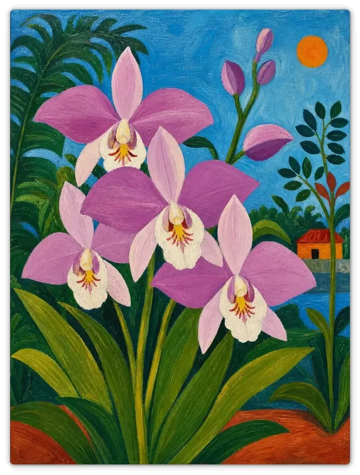 Leinwandbild im Folk Art Stil „Wilder Garten“