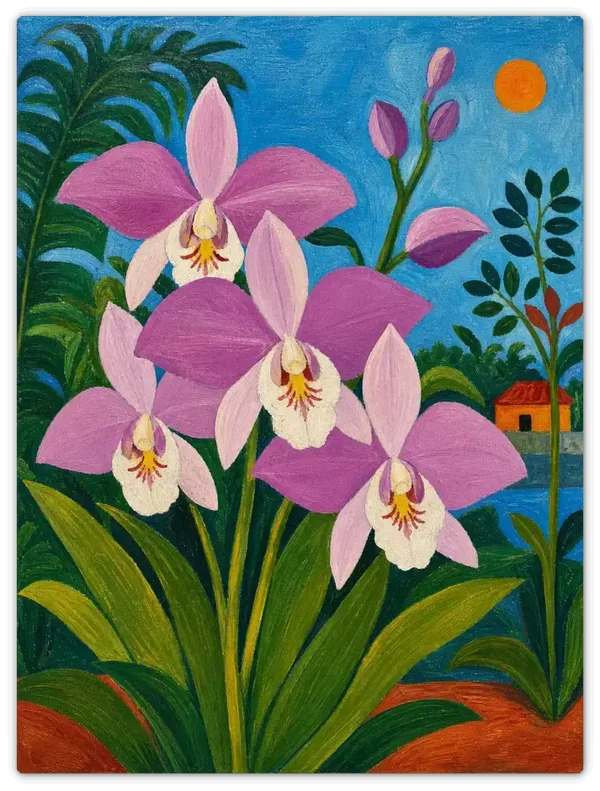 Leinwandbild im Folk Art Stil „Wilder Garten“