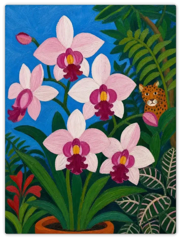 Leinwandbild im Folk Art Stil „Blüten im Urwald“