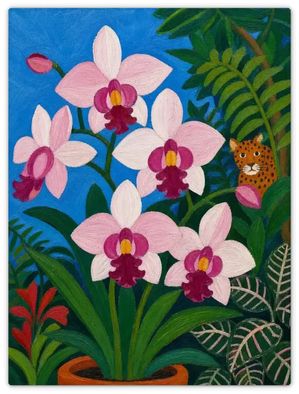 Leinwandbild im Folk Art Stil „Blüten im Urwald“