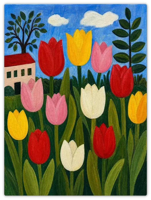 Leinwandbild im Folk Art Stil „Gartenidyll“