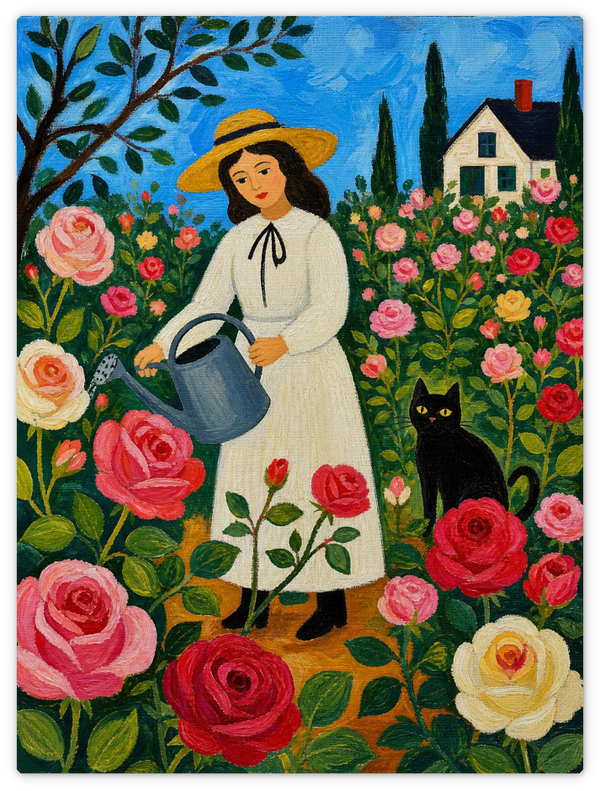 Frau und Katze