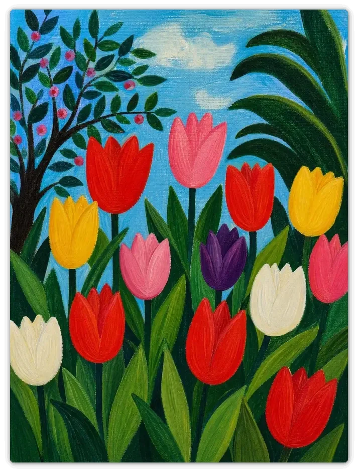 Leinwandbild im Folk Art Stil „Frühlingserwachen“