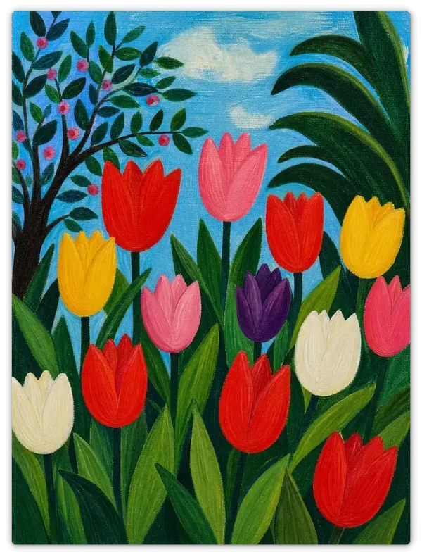 Leinwandbild im Folk Art Stil „Frühlingserwachen“