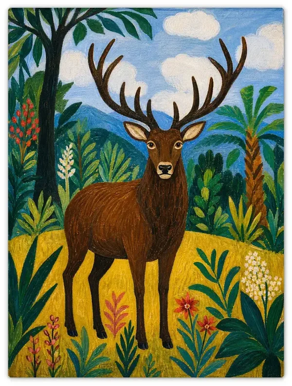 Leinwandbild im Folk Art Stil „Sommertag im Wald“