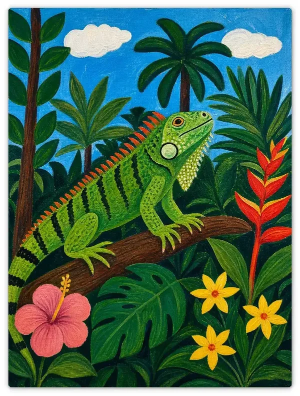 Leinwandbild im Folk Art Stil „Im Blätterdach“