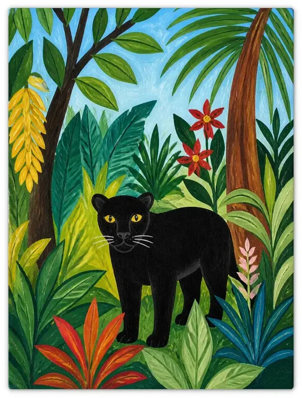 Leinwandbild im Folk Art Stil „Schatten im Grün“