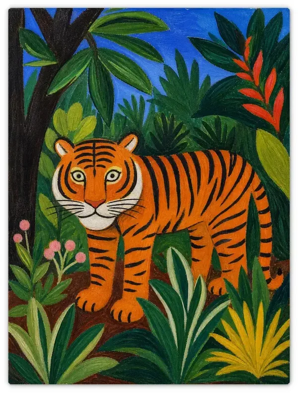 Leinwandbild im Folk Art Stil „Tropische Nacht“